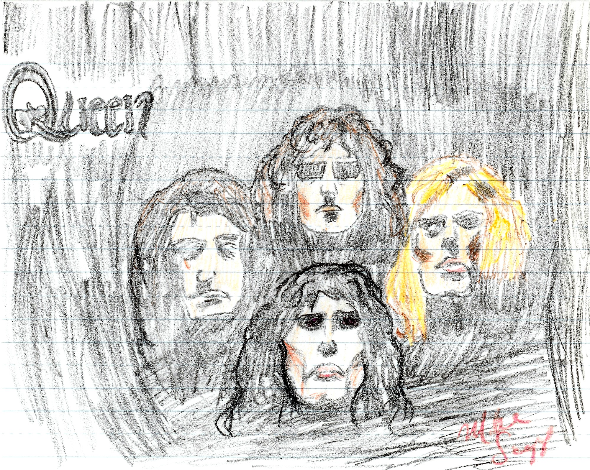 Mike Scapp crayon sketch of Queen II